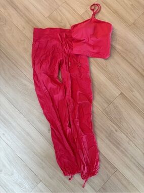 lululemon athletica Vibrant Pink Dance Track Pants & Crop Halter Top
